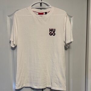 HUGO White Short Sleeve Tee with Logo
